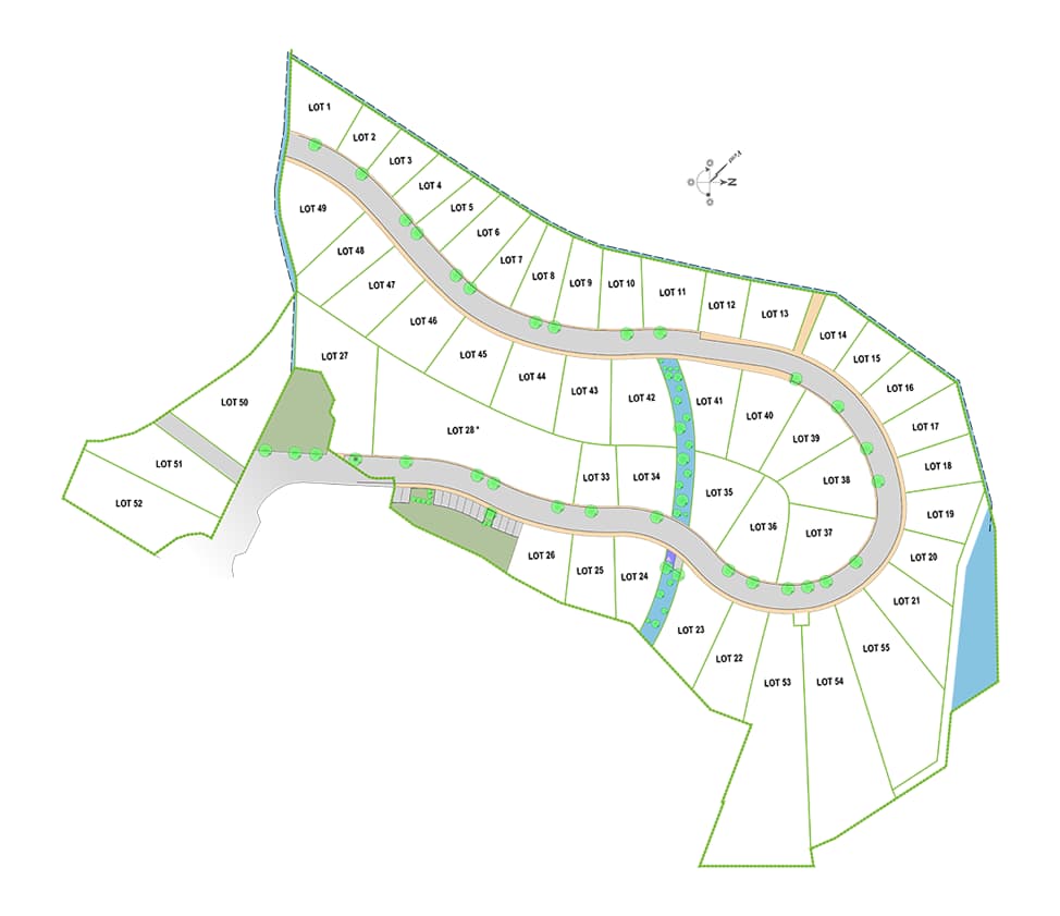 Les balcons de St-Hippolyte & Odeon - Carte des lots des 55 terrains à bâtir situés à Narbonne